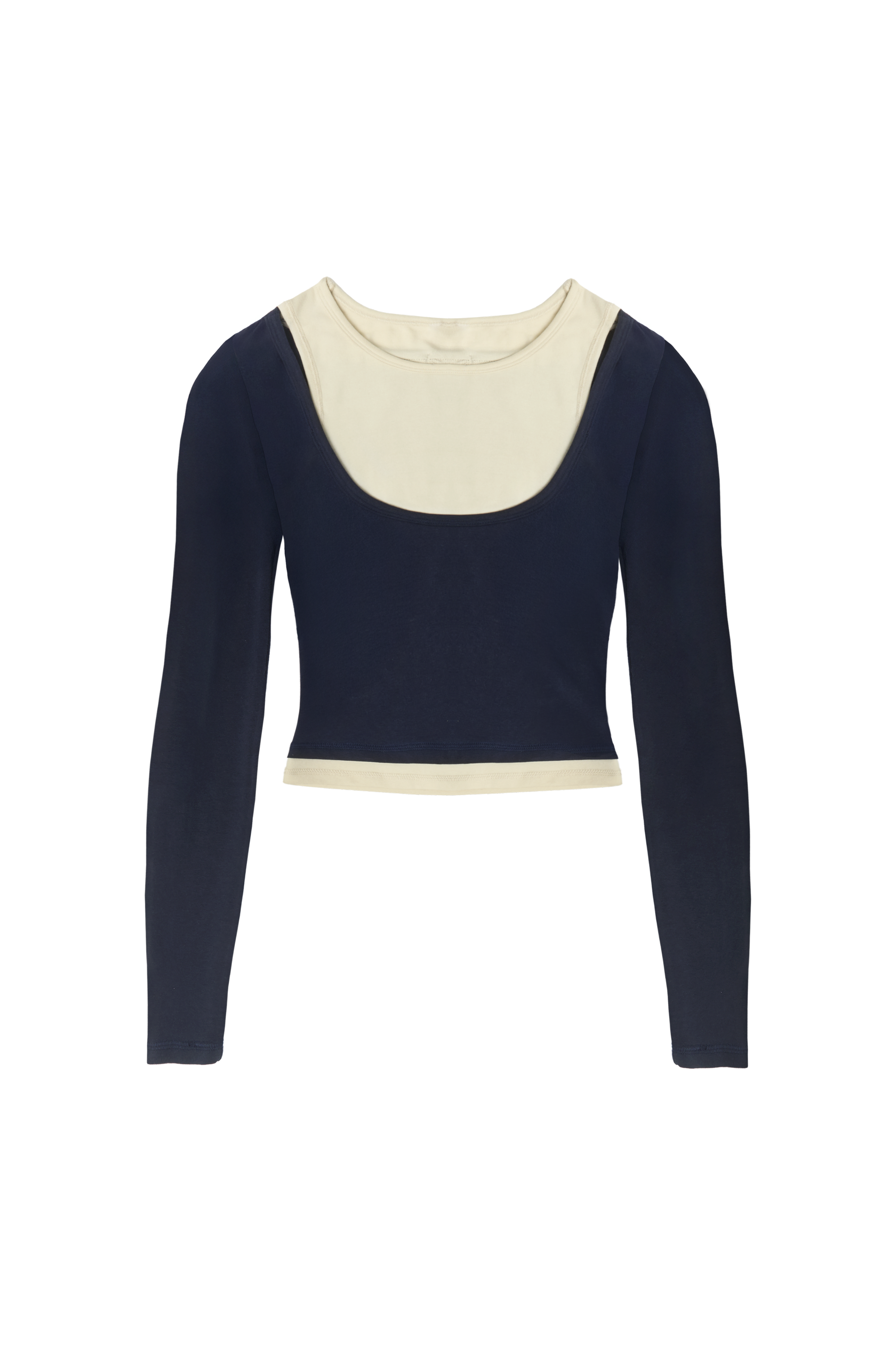 Huggie Layered Long Sleeve Top in Navy